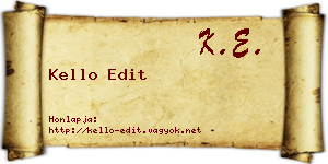 Kello Edit névjegykártya